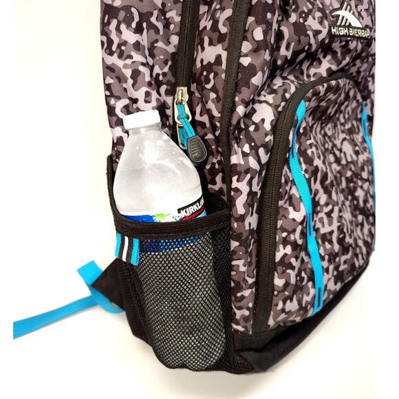 High Sierra Back Pack Book Bag Camo Black Gray Blue Polyester - Picture 4 of 10